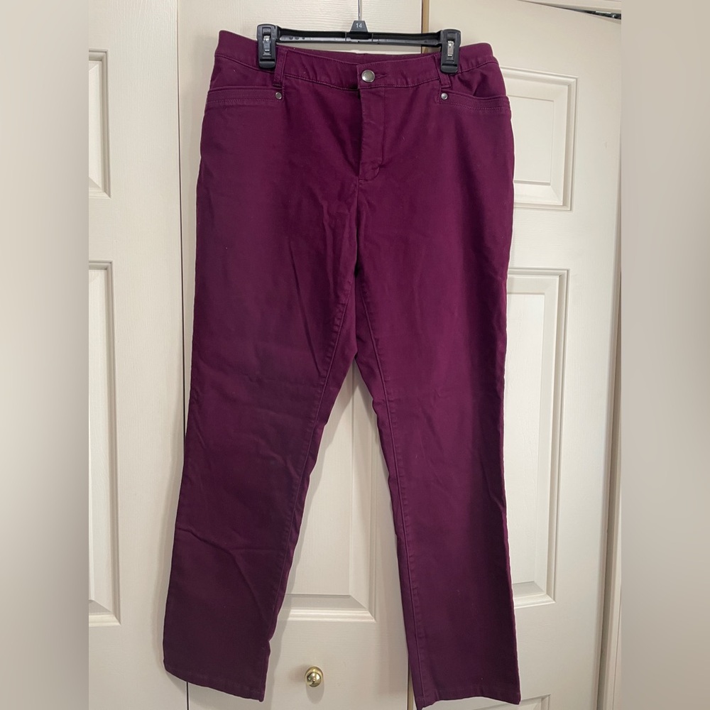 Burgundy Straight-Leg Pants